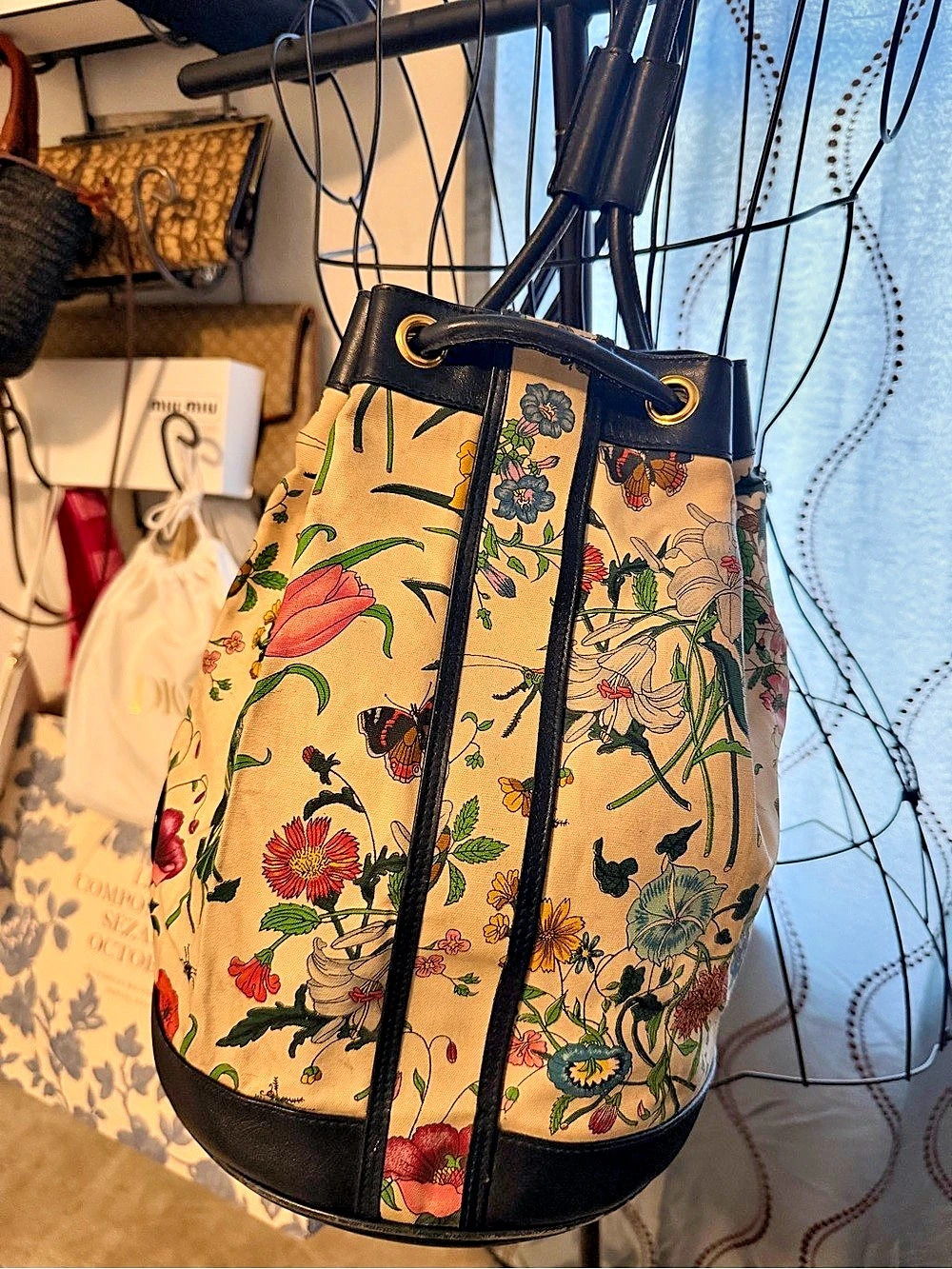 Vintage Gucci Floral Bucket Bag